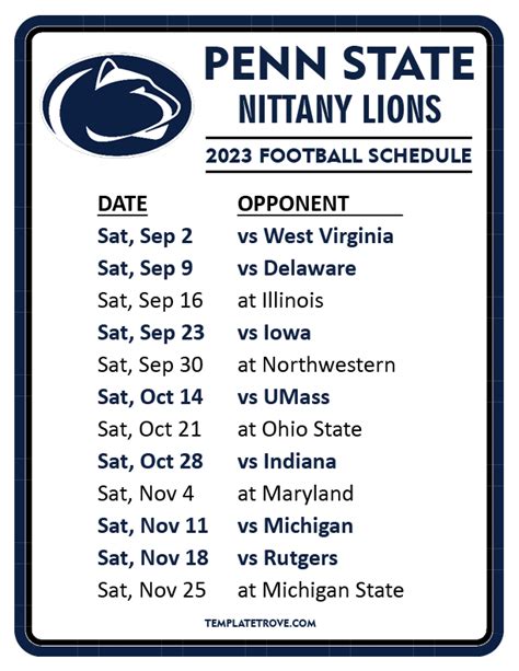 penn state schedule today